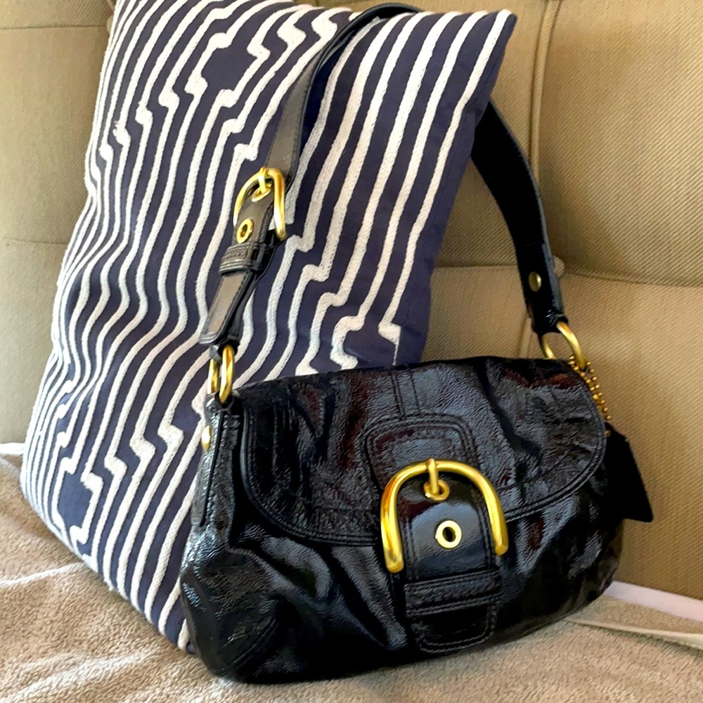 Coach Patent Black leather shoulder bag